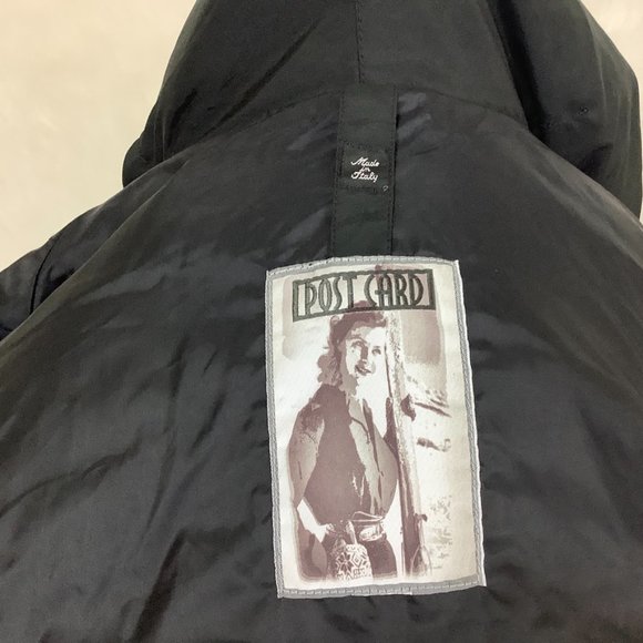 Postcard Black Hooded Goose Down Insulated Puffer Ski Jacket Coat 10 - Picture 8 of 13